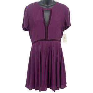 Volcom Women Purple Short Sleeve Dress Size Medium M Short Mini Sleeve New